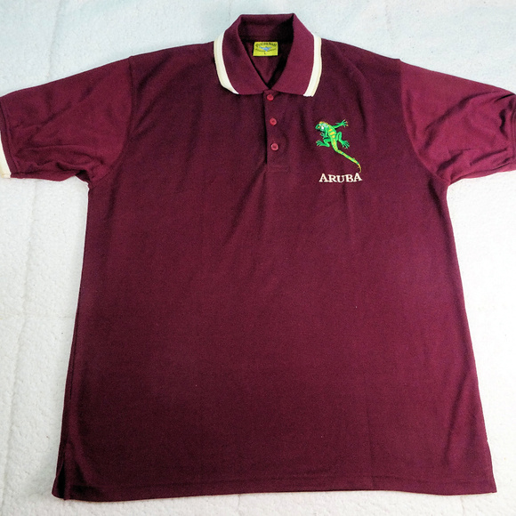 Aruba Iguana Burgundy Polo Shirt Large - Picture 1 of 5